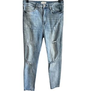 SKINNY FRIES Distressed Raw Hem Straight Jeans 30x25.5